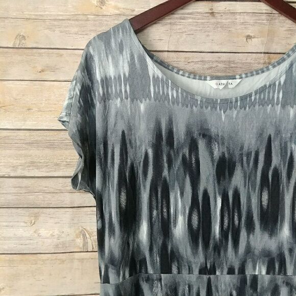 Athleta Ikat Dress Black Grey Medium - Picture 3 of 5